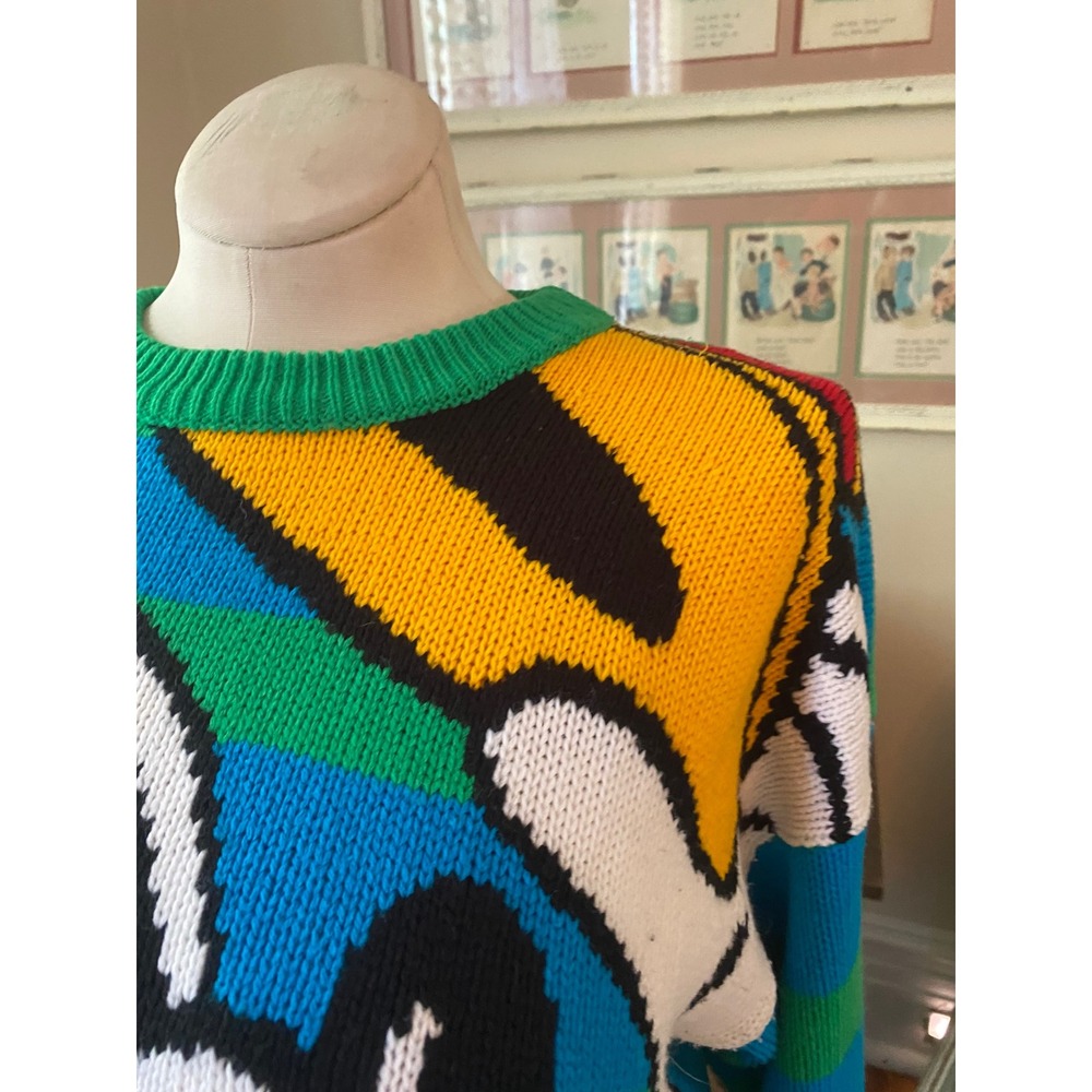 Vintage Mickey & Co Donnkenny Mickey Mouse Striped Knit Sweater Large 90s Retro - Picture 2 of 7